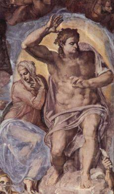 Le Christ et la Vierge dtail du Jugement dernier - Fresque de la Chapelle Sixtine